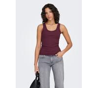 Tanktop ONLY "ONLSARA - Tanktop mit Spitzendetail am Ausschnitt", Damen, Gr. XS, burgundy, Jersey, Obermaterial: 94% Baumwolle, 6% Elasthan, unifarben, regular fit normal, Rundhals, Tops Tanktop, Baum