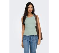 Tanktop ONLY "ONLVAL 2-WAY TANK TOP JRS NOOS", Damen, Gr. M, jadeite, Jersey, Obermaterial: 95% Baumwolle, 5% Elasthan, unifarben, normal, Rundhals, Tops Tanktop, Baumwollmischung, Rundhals (34242420-