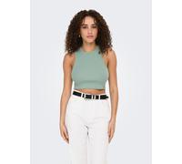 Tanktop ONLY "ONLVILMA S/L CROPPED TANK TOP JRS NOOS", Damen, Gr. XL, grün (jadeite), Jersey, Obermaterial: 95% Baumwolle, 5% Elasthan, unifarben, slim fit kurz, Rundhals, Tops Tanktop (31707941-XL) j