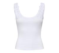 Tanktop ONLY "ONLZANNY S/L CROCHET TANK TOP CS JRS", Damen, Gr. XL, hellweiß, Jersey, Obermaterial: 95% Baumwolle, 5% Elasthan, unifarben, normal, tiefer Rundhals, Tops Tanktop, Baumwollmischung (9548