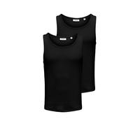Tanktop ONLY & SONS "ONSTANNER REG SL TANK TOP 2-PACK", Herren, Gr. XL, schwarz (schwarz pack:1x hellweiß 1x schwarz), Single Jersey, Obermaterial: 95% Baumwolle, 5% Elasthan, unifarben, regular fit n
