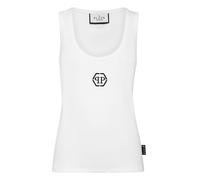 Tanktop PHILIPP PLEIN "Hexagon", Damen, Gr. XS, weiß (01, weiß), Stoff: 48% Modal, 48% Baumwolle, 4% Elasthan. Besatz: 100% Polyester, Tops Tanktop (26125539-XS) 01, weiß