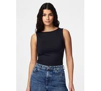 Tanktop PIECES "PCLULA SL REVERSIBLE TANKTOP JRS NOOS", Damen, Gr. M, schwarz, Jersey, Obermaterial: 90% Nylon, 10% Elasthan, unifarben, figurbetont normal, eckiger Ausschnitt, Tops Tanktop, Materialm