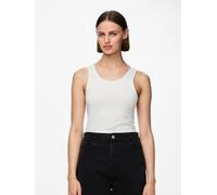 Tanktop PIECES "PCSIRENE TANK TOP JRS NOOS", Damen, Gr. L, weiß (hellweiß), Jersey, Obermaterial: 48% Baumwolle, 47% Modal, 5% Elasthan, unifarben, slim fit normal, Rundhals, Tops Tanktop, Baumwollmis