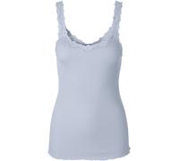Tanktop ROSEMUNDE "Babette Silk Top", Damen, Gr. L, blau (heather sky), Feinripp, Obermaterial: 70% Seide, 30% Baumwolle, unifarben, körpernah hüftbedeckend, Rundhals, Tops Tanktop, umgedrehter Vintag