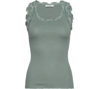 Tanktop ROSEMUNDE "Babette Silk Top", Damen, Gr. L, grün, Feinstrick, Obermaterial: 70% Seide, 30% Baumwolle, körpernah hüftbedeckend, Rundhals, Tops Tanktop, Vintage-Spitzenbesatz, breite Träger, fem