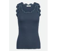 Tanktop ROSEMUNDE "Babette Silk Top", Damen, Gr. XS, blau (insignia blau), Feinstrick, Obermaterial: 70% Seide, 30% Baumwolle, körpernah hüftbedeckend, Rundhals, Tops Tanktop, Vintage-Spitzenbesatz, b