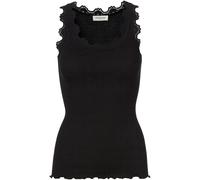 Tanktop ROSEMUNDE "Babette Silk Top", Damen, Gr. XS, schwarz, Feinstrick, Obermaterial: 70% Seide, 30% Baumwolle, unifarben, körpernah hüftbedeckend, Rundhals, Tops Tanktop, Vintage-Spitzenbesatz, bre