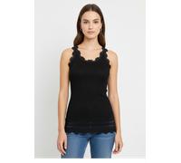 Tanktop ROSEMUNDE "Benita Silk Top Camisole", Damen, Gr. S, schwarz, Rippstrick, Obermaterial: 70% Seide, 30% Baumwolle, unifarben, schmal lang, Rundhals, Tops Tanktop, Vintage-Spitze am Ausschnitt, f