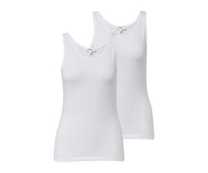 Tanktop S.OLIVER, Damen, Gr. 38, weiß (2x weiß), Jersey, Obermaterial: 95% Baumwolle, 5% Elasthan, unifarben, hüftbedeckend, Rundhals, Tops Tanktop, 2-er Pack, Sommertop, mit Stretch (71095747-38) 2x