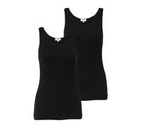 Tanktop S.OLIVER, Damen, Gr. 40, schwarz, Jersey, Obermaterial: 95% Baumwolle, 5% Elasthan, unifarben, hüftbedeckend, Rundhals, Tops Tanktop, 2-er Pack, Sommertop, mit Stretch (91686265-40) schwarz