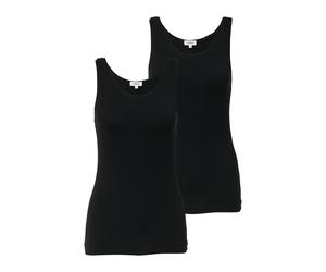 Tanktop S.OLIVER, Damen, Gr. 44, schwarz, Jersey, Obermaterial: 95% Baumwolle, 5% Elasthan, unifarben, hüftbedeckend, Rundhals, Tops Tanktop, 2-er Pack, Sommertop, mit Stretch (91686265-44) schwarz