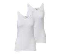 Tanktop S.OLIVER, Damen, Gr. 44, weiß (weiß, weiß), Jersey, Obermaterial: 95% Baumwolle, 5% Elasthan, unifarben, hüftbedeckend, Rundhals, Tops Tanktop, 2-er Pack, Sommertop, mit Stretch (48577665-44) 