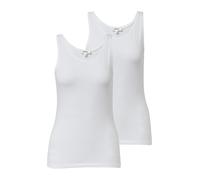 Tanktop S.OLIVER, Damen, Gr. 46, weiß (2x weiß), Jersey, Obermaterial: 95% Baumwolle, 5% Elasthan, unifarben, hüftbedeckend, Rundhals, Tops Tanktop, 2-er Pack, Sommertop, mit Stretch (71095747-46) 2x