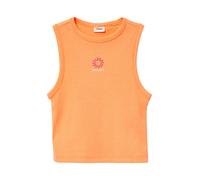Tanktop S.OLIVER JUNIOR, Mädchen, Gr. 170/176, orange (light neon orange), Rippware, Obermaterial: 62% Polyester, 33% Baumwolle, 5% Elasthan, bestickt, unifarben, slim fit kurz, Rundhals, Tops Tanktop