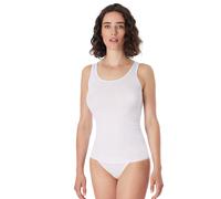 Schiesser Damen Trägertop Baumwolle - Luxury, Weiss_200763, 48