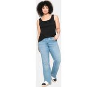 Tanktop SHEEGO, Damen, Gr. 48, schwarz, 100% Baumwolle, unifarben, Rundhals, Tops Tanktop (62367617-48) schwarz