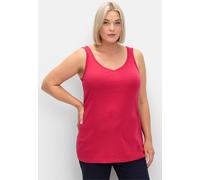 Tanktop SHEEGO, Damen, Gr. 42, pink (sorbet pink), 100% Baumwolle, unifarben, V-Ausschnitt, Tops Tanktop (27026827-42) sorbet pink