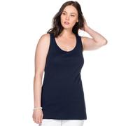 Tanktop SHEEGO, Damen, Gr. 50, blau (marine), 100% Baumwolle, unifarben, V-Ausschnitt, Tops Tanktop (43778017-50) marine