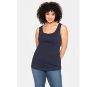 Tanktop SHEEGO, Damen, Gr. 52, blau (marine), 100% Baumwolle, unifarben, Rundhals, Tops Tanktop (11030622-52) marine