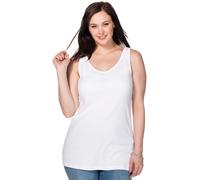 Tanktop SHEEGO, Damen, Gr. 54, weiß, 100% Baumwolle, unifarben, V-Ausschnitt, Tops Tanktop (27756259-54) weiß