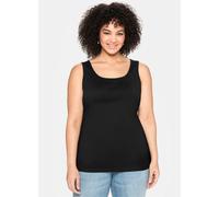 Tanktop SHEEGO, Damen, Gr. 56, schwarz, 100% Baumwolle, unifarben, Rundhals, Tops Tanktop (62367617-56) schwarz