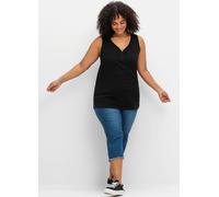 Tanktop SHEEGO, Damen, Gr. 56, schwarz, 100% Baumwolle, unifarben, V-Ausschnitt, Tops Tanktop (11273160-56) schwarz