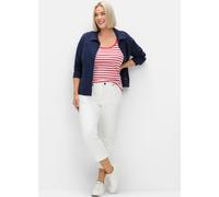 Tanktop SHEEGO, Damen, Gr. 58, rosa (sorbet pink, ecru), 100% Baumwolle, Spitze:5% Elasthan, 95% Polyester, gemustert, gestreift, Rundhals, Tops Tanktop (24269103-58) sorbet pink, ecru