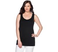 Sheego Longtop mit weitem Ausschnitt, Rippqualität 58 schwarz