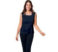 Tanktop "Shine", Damen, Gr. 38, blau (marine), Satin, Obermaterial: 100% Polyester, HERMANN LANGE COLLECTION, unifarben, festlich, klassisch, Rundhals, Tops Tanktop, mit dezenten Schlitzen (97521002-3
