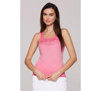 Tanktop SOCCX, Damen, Gr. 3XL, pink (coral pink), Rippware, Material: 100% Baumwolle, Glitzermuster, bedruckt, slim fit normal, Rundhals, Tops Tanktop, aus Baumwolle (36765717-XXXL) coral pink