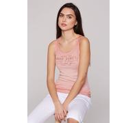 Tanktop SOCCX, Damen, Gr. 3XL, rosa (beachy rot), Rippware, Material: 100% Baumwolle, Glitzermuster, bedruckt, slim fit normal, Rundhals, Tops Tanktop, aus Baumwolle (15595538-XXXL) beachy rot