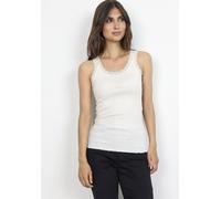 Tanktop SOYACONCEPT "SC-SARONA 1", Damen, Gr. L, weiß (sanftes weiß), Jersey, Obermaterial: 55% Seide, 45% Baumwolle, unifarben, modisch, Rundhals, ohne Ärmel, Tops (65659139-L) sanftes weiß