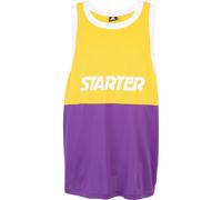 Tanktop STARTER BLACK LABEL "Starter Black Label Herren Starter Split Mesh Tank Top", Herren, Gr. S/M, californiagelb, realviolet, 100% Polyester, bedruckt, loose fit, Tops Tanktop (77328147-S) califo