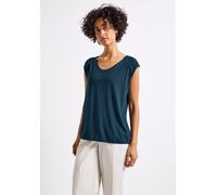 Tanktop STREET ONE, Damen, Gr. 36, blau (tide blau), Jersey, 95% Viskose, 5% Elasthan, unifarben, normal normal, V-Ausschnitt, abgesteppt, Tops Tanktop, aus Jersey in Unifarbe (19744063-36) tide blau