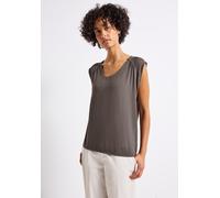 Tanktop STREET ONE, Damen, Gr. 36, braun (nomad braun), Jersey, 95% Viskose, 5% Elasthan, unifarben, normal normal, V-Ausschnitt, abgesteppt, Tops Tanktop, aus Jersey in Unifarbe (82753310-36) nomad b