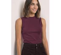 Tanktop STREET ONE, Damen, Gr. 38, lila (rustic rouge), Stoff, 63% Modal, 37% Polyester, unifarben, normal normal, ohne Ausschnitt, abgesteppt, Tops Tanktop, im Silk Look (97326967-38) rustic rouge