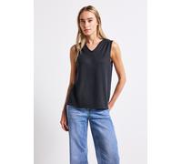 STREET ONE Damen 3227134 V-Neck Top mit Spitze, Deepwater Blue, 40