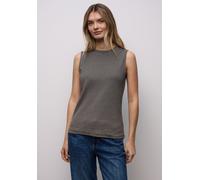 Tanktop STREET ONE, Damen, Gr. 44, schwarzest braun, Web, 48% Baumwolle, 48% Modal, 4% Elasthan, gestreift, normal normal, Rundhals, abgesteppt, Tops Tanktop, mit Turtleneck (53484137-44) schwarzest b