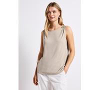Tanktop STREET ONE, Damen, Gr. 46, beige (morning beige), Stoff, 70% Modal, 30% Polyester, unifarben, normal normal, U-Boot-Ausschnitt, abgesteppt, Tops Tanktop, mit Schulterdetail (17097324-46) morni