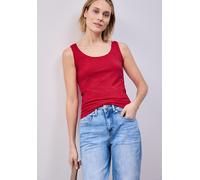 Tanktop STREET ONE "Style Anni", Damen, Gr. 38, salsa rot, Jersey, Obermaterial: 48% Baumwolle, 48% Modal, 4% Elasthan, unifarben, regular fit taillenlang, Rundhals, Tops Tanktop, mit Stretchanteil (2