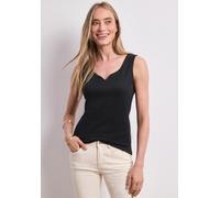 Tanktop STREET ONE "Style Gania", Damen, Gr. 40, schwarz, Jersey, Obermaterial: 50% Baumwolle, 50% Modal. Futter: 100% Baumwolle, unifarben, körpernah hüftbedeckend, herzförmiger Ausschnitt, Tops Tank