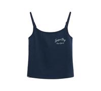 Tanktop SUPERDRY "ATH ESS GRAPHIC CAMI", Damen, Gr. XS, lauren navy, Jersey, Obermaterial: 95% Baumwolle, 5% Elasthan, unifarben, slim fit normal, Rundhals, Tops Tanktop, mit hübschem Spitzen-Detail a