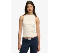 Tanktop SUPERDRY "ESSENTIAL LOGO RACER VEST", Damen, Gr. XL, beige (desert bone sanftes weiß), Jersey, Obermaterial: 100% Baumwolle, unifarben, regular fit normal, Rundhals, Tops Tanktop, aus Baumwoll
