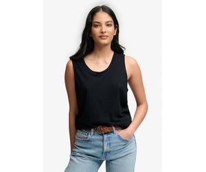 Tanktop SUPERDRY "SCOOP NECK TANK", Damen, Gr. M, schwarz (eclipse navy), Jersey, Obermaterial: 60% Baumwolle, 40% Lyocell, unifarben, regular fit normal, Rundhals, Tops Tanktop, Baumwollmischung, reg