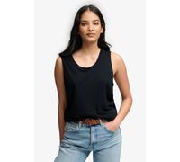 Tanktop SUPERDRY "SCOOP NECK TANK", Damen, Gr. XS, eclipse navy, Jersey, Obermaterial: 60% Baumwolle, 40% Lyocell, unifarben, regular fit normal, Rundhals, Tops Tanktop, Baumwollmischung, regular fit