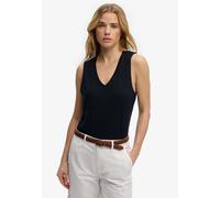 Tanktop SUPERDRY "STUDIOS VEE NECK VEST", Damen, Gr. S, eclipse navy, Jersey, Obermaterial: 60% Baumwolle, 40% Lyocell, unifarben, regular fit normal, V-Ausschnitt, Tops Tanktop (45724303-S) eclipse n