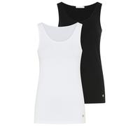 Tanktop TAMARIS "im Set, aus elastischer Baumwollmischung", Damen, Gr. 44, schwarz-weiß (schwarz, weiß), Single Jersey, Obermaterial: 95% Baumwolle, 5% Elasthan, unifarben, Basic, figurbetont hüftbede