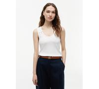 Tanktop TOMMY HILFIGER "GOLD BUTTON U-NK TANK", Damen, Gr. S (36/38), ecru, Single Jersey, Obermaterial: 95% Viskose, 5% Elasthan, unifarben, regular fit normal, Rundhals, Tops Tanktop, Viskosemischun