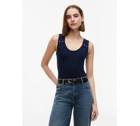 Tanktop TOMMY HILFIGER "GOLD BUTTON U-NK TANK", Damen, Gr. XS (34), blau (schwarz night navy), Single Jersey, Obermaterial: 95% Viskose, 5% Elasthan, unifarben, regular fit normal, Rundhals, Tops Tank